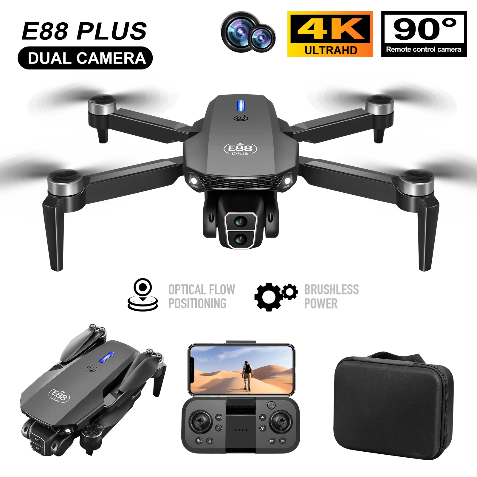 Nuevo Dron cuadricóptero E88 P - Drone Gimbal Brushless reseña y precio